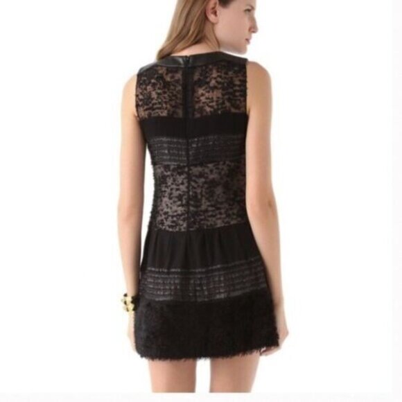 Diane Von Furstenberg Dress Womens 4 Sheer Alty Astra Novelty Black Mini NYE - Picture 2 of 4